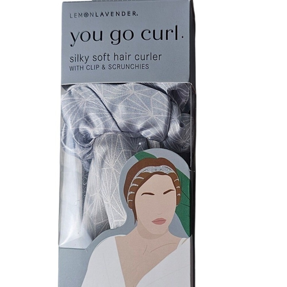 Lemon Lavender You Go Curl Heatless Hair Curler Women OS Silver Satin 4pc‎ Set